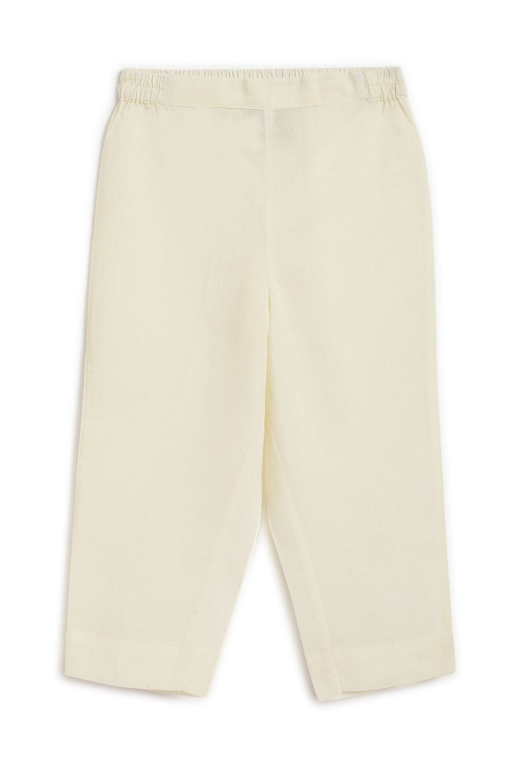 Solid Cotton Satin Pant - Cream