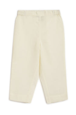 Solid Cotton Satin Pant - Cream