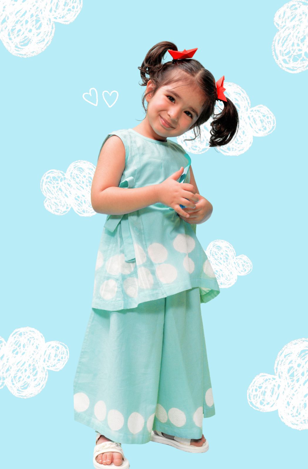 Cloud Dot Top Set - Blue