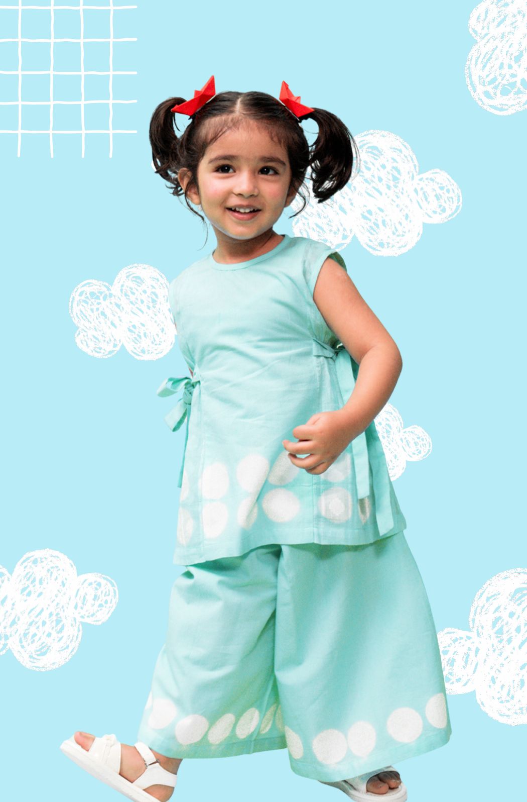 Cloud Dot Top Set - Blue