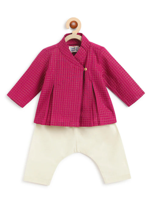 Charming Checks Jhabla Set -Pink