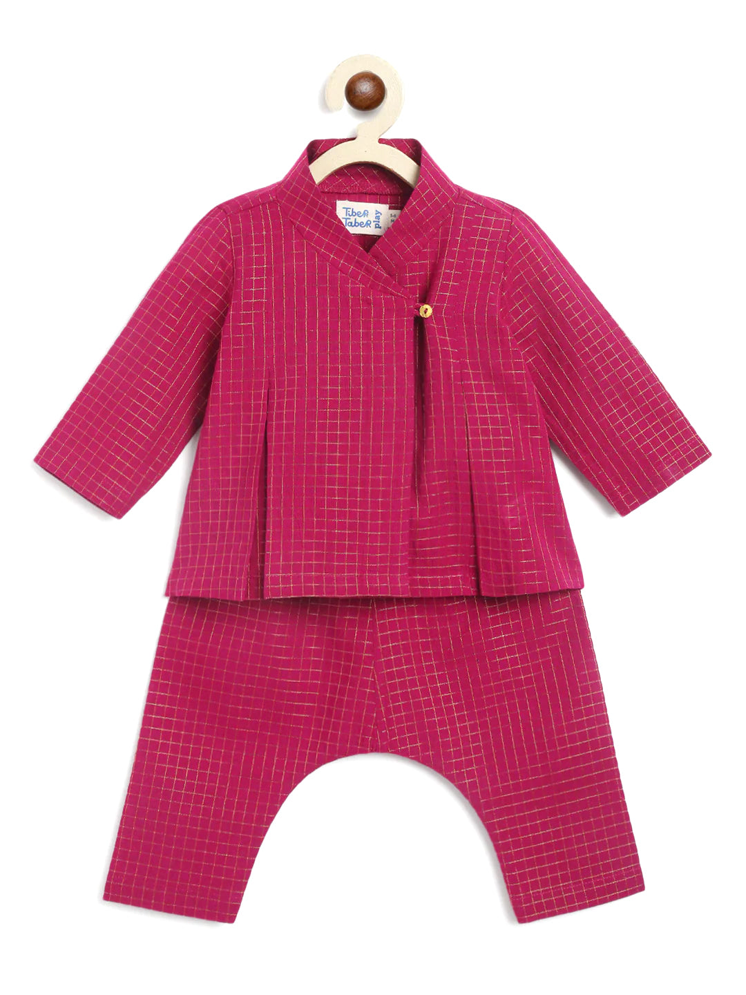 Charming Checks Jhabla Set -Pink