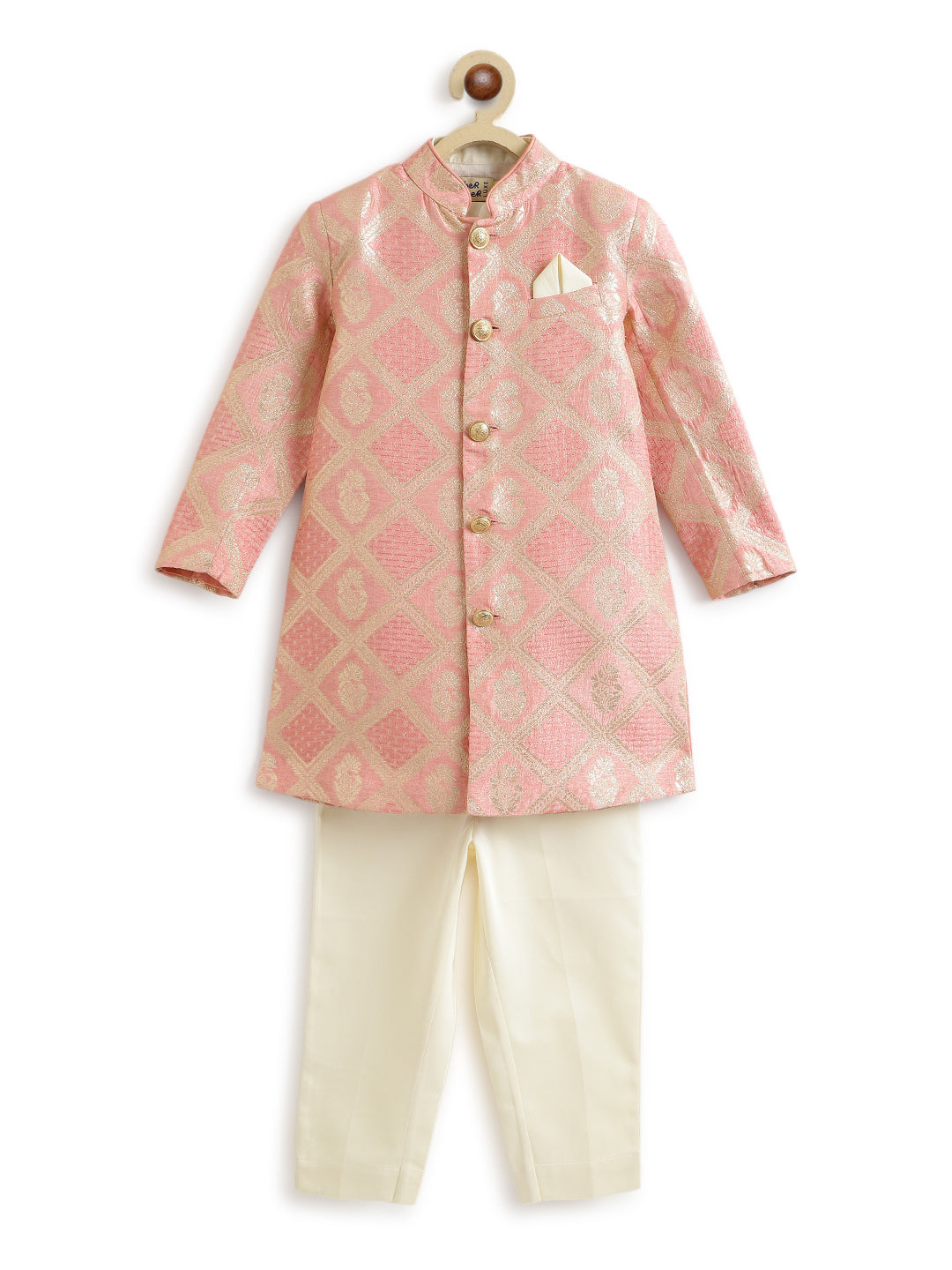 Khwabeeda Brocade Sherwani Set -Pink