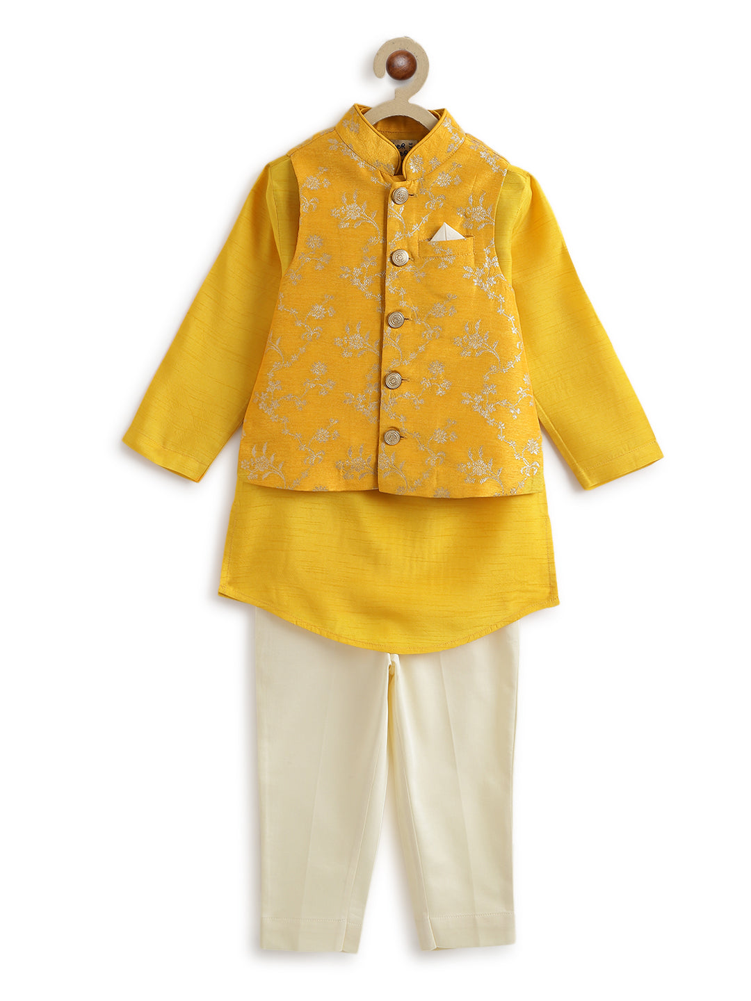 Inaayat Brocade 3 pcs Bundi Set -Yellow