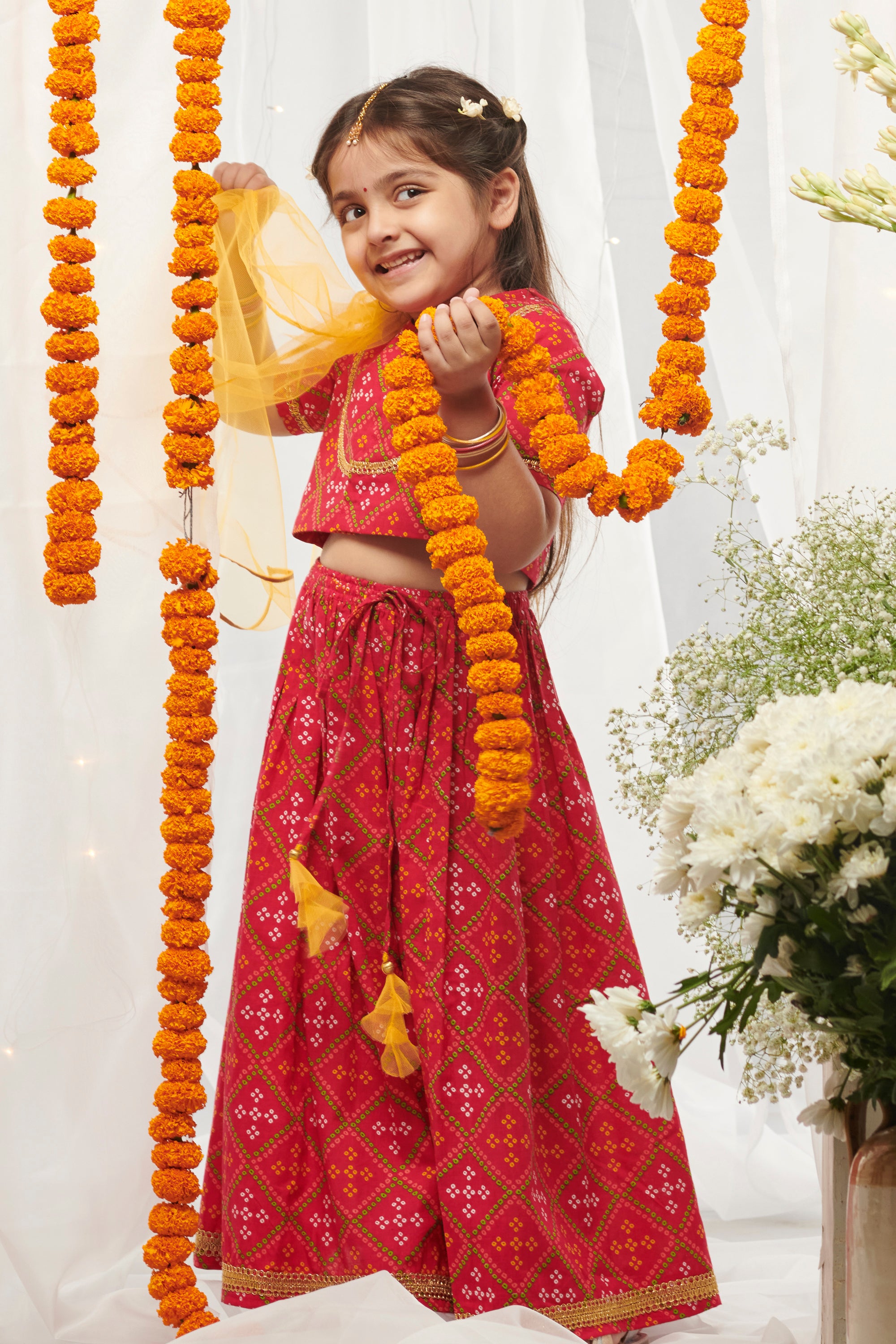 Ahhaaaa Kids Ethnic Cotton Bandhani Print Radha Dress Lehenga Choli Chania  Choli Set For Baby Girls – ahhaaaa.com
