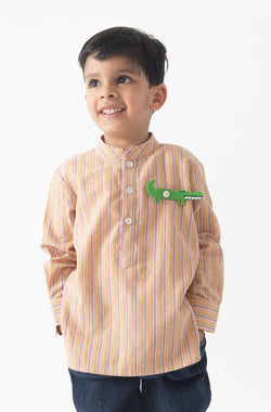 Croc-star Short Kurta - Peach