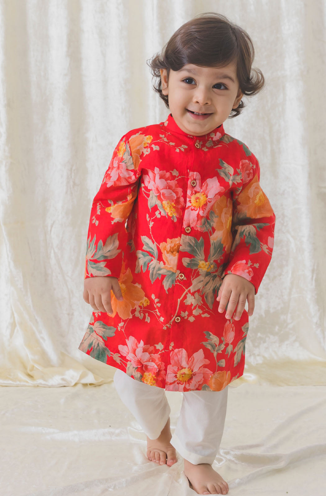 Blossom Bliss Kurta Pyjama Set - Red