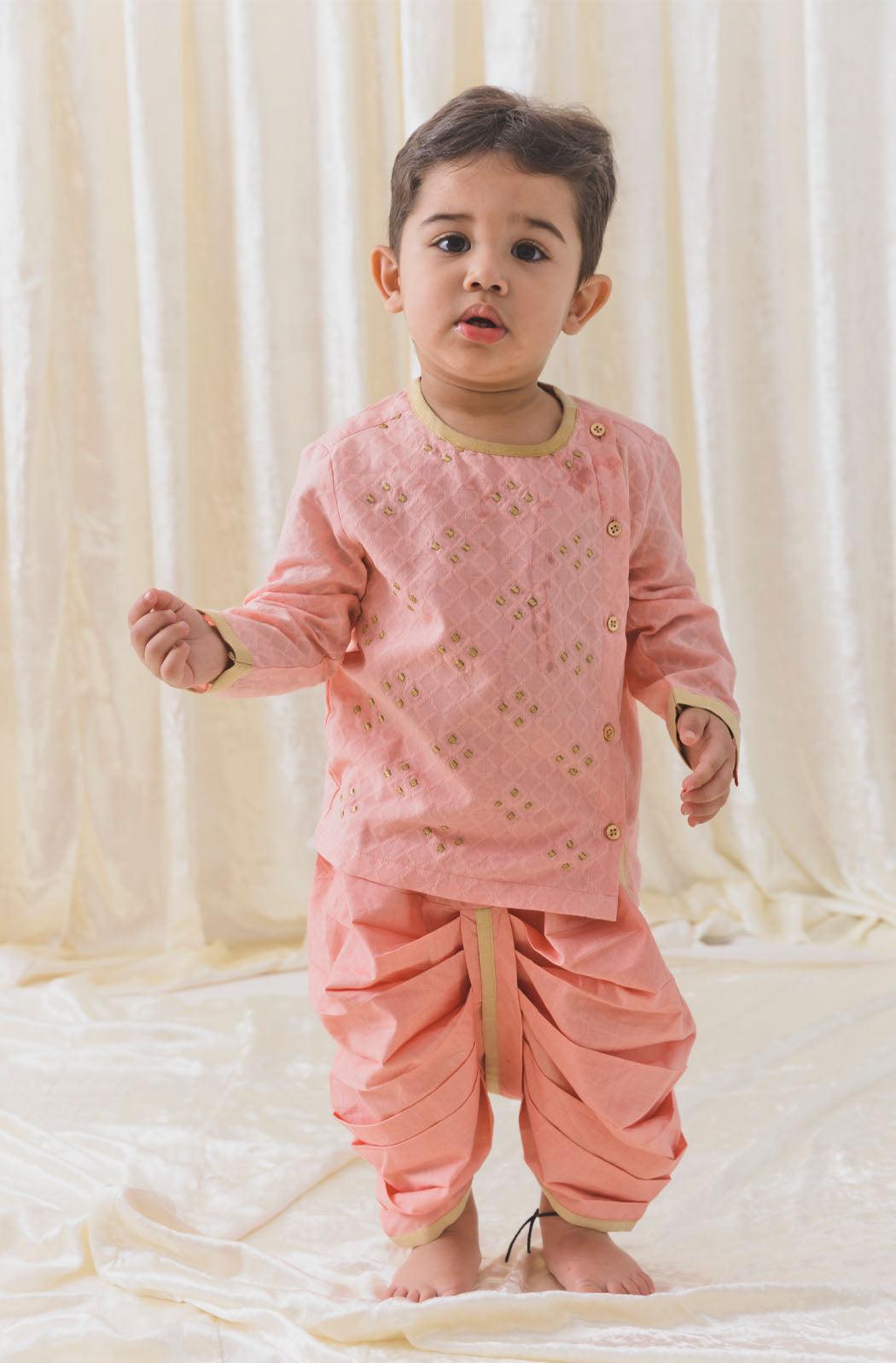 Desi Boys Dhoti Kurta Set - Pink