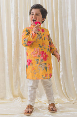 Budding Hero Kurta Pyjama Set - Yellow