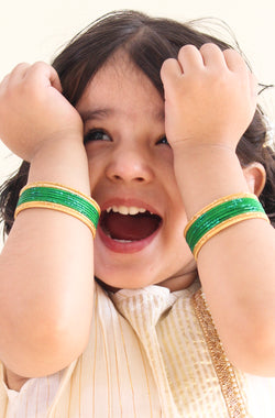 Glittering Green Gold Bangles