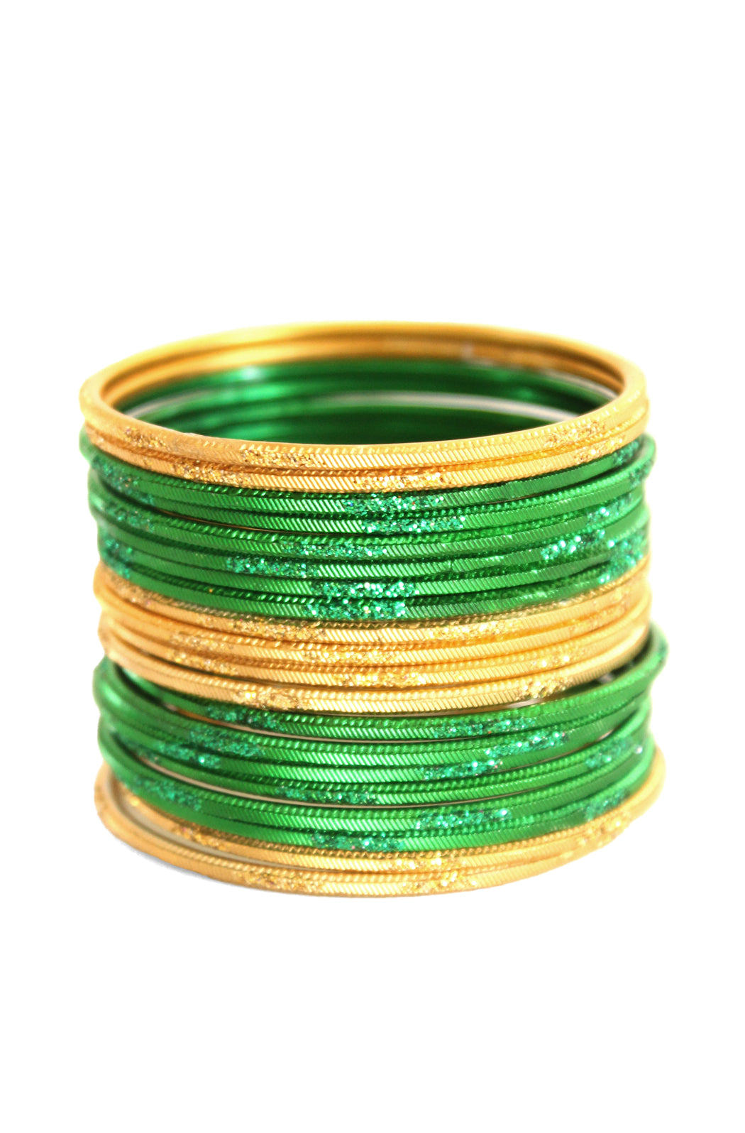 Glittering Green Gold Bangles