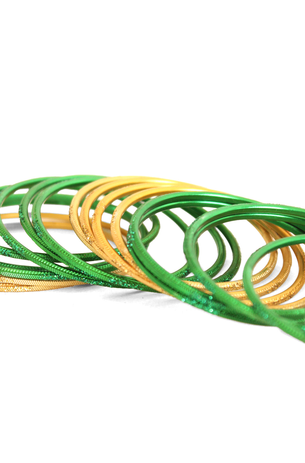 Glittering Green Gold Bangles