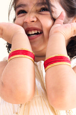 Royal Red Golden Shine Bangles