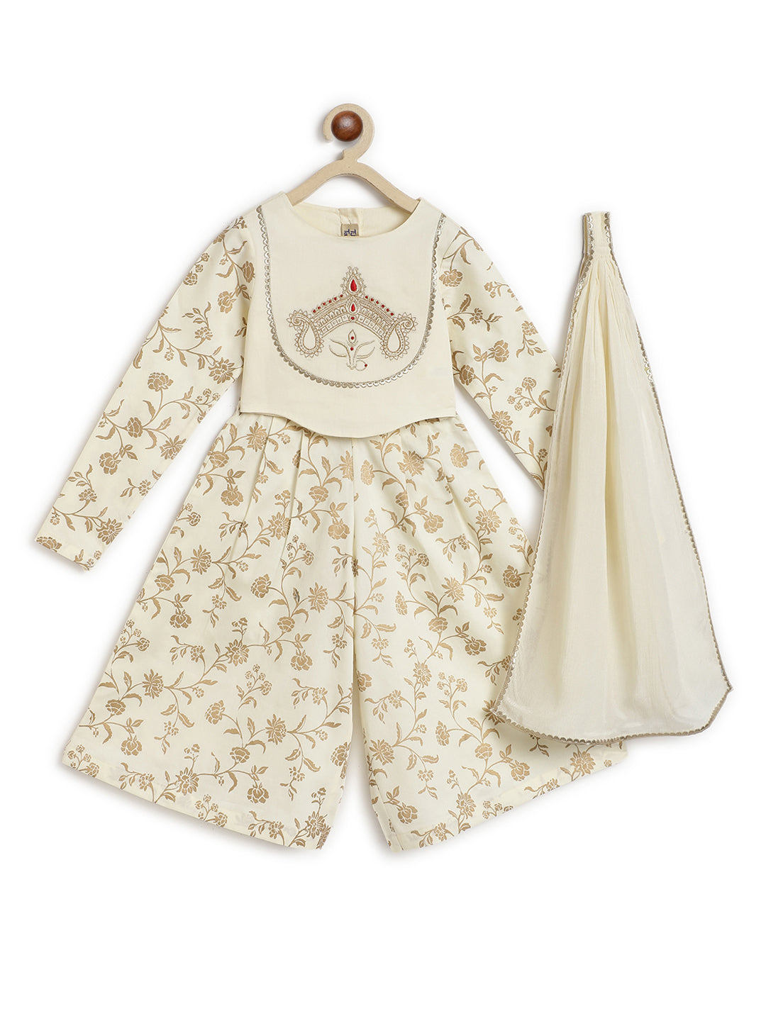 Devi Durga Co-ord Set - Cream