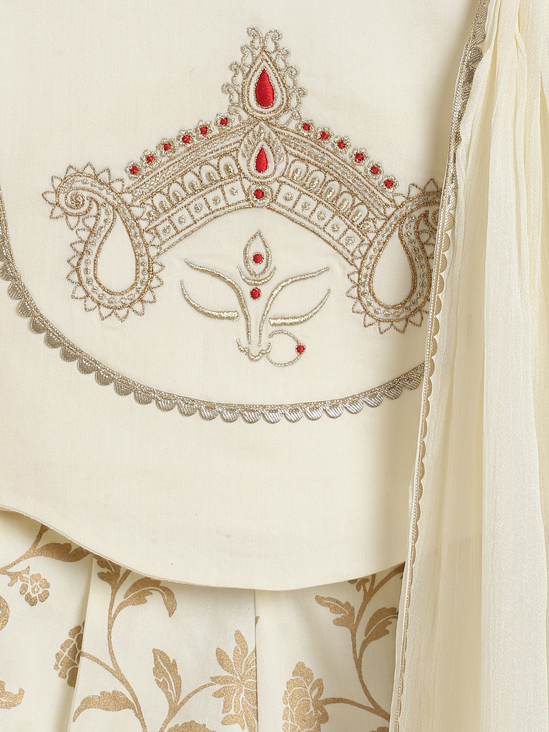 Devi Durga Co-ord Set - Cream