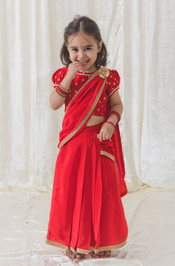 O’ Desi Girl Sari Set - Red