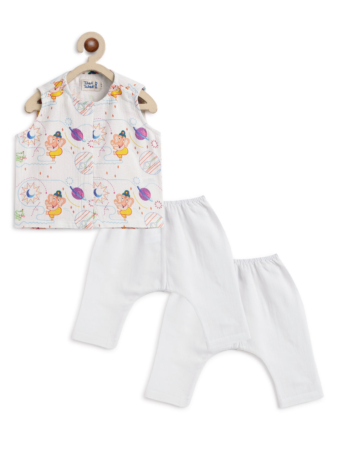 Ganesha Blessings Jhabla Set-White