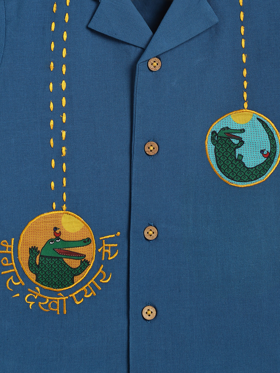 Magar, Dekho Pyar Se Crocodile Shirt-Navy