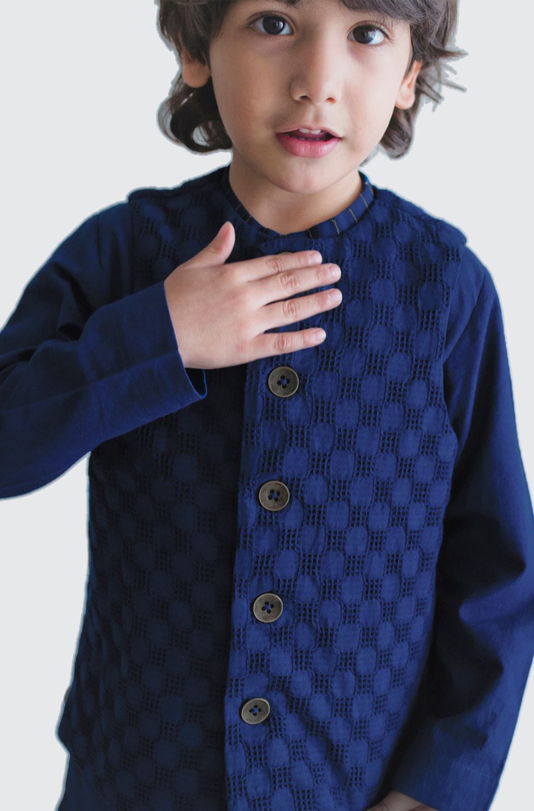 Jaquard Cotton Bundi - Navy